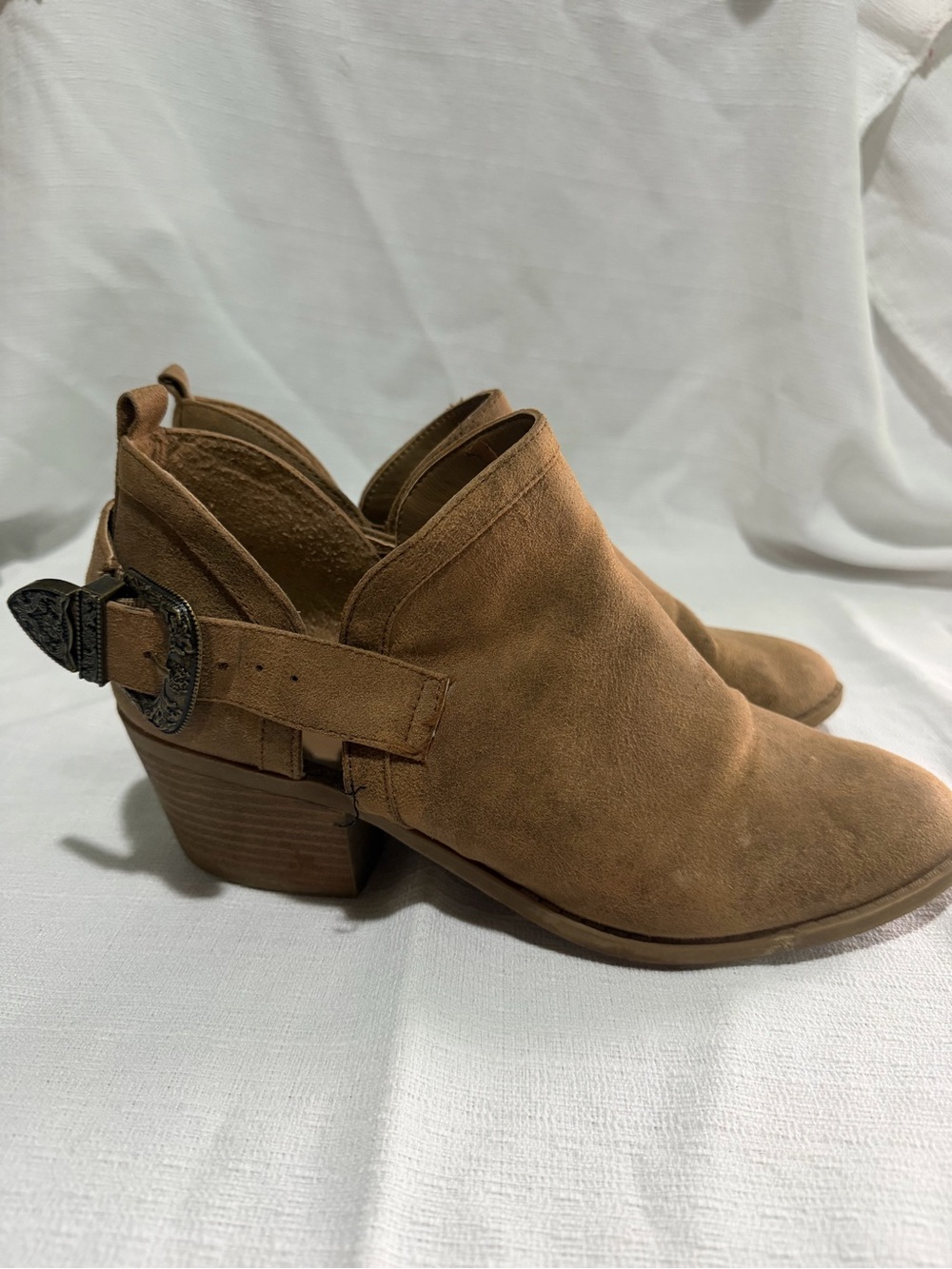 Suede Slip-On Ankle Booties in Chestnut Brown - Picture 3 of 8